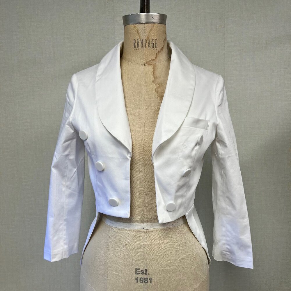 NWT Deadstock 2000s Tuxedo Style Tails White Open Jacket Coat